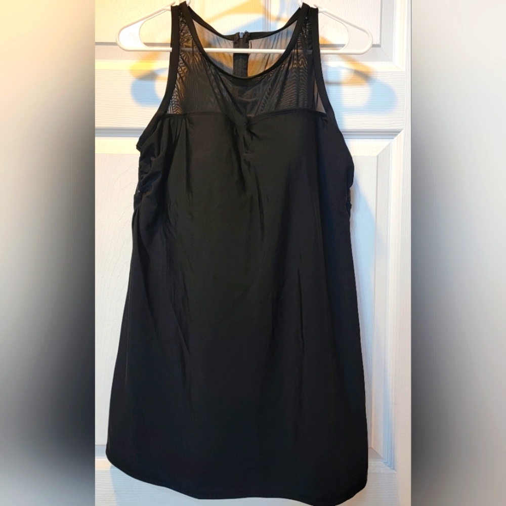 Women's Bathing suit dress, black with mesh on top, built in bra, size 16W